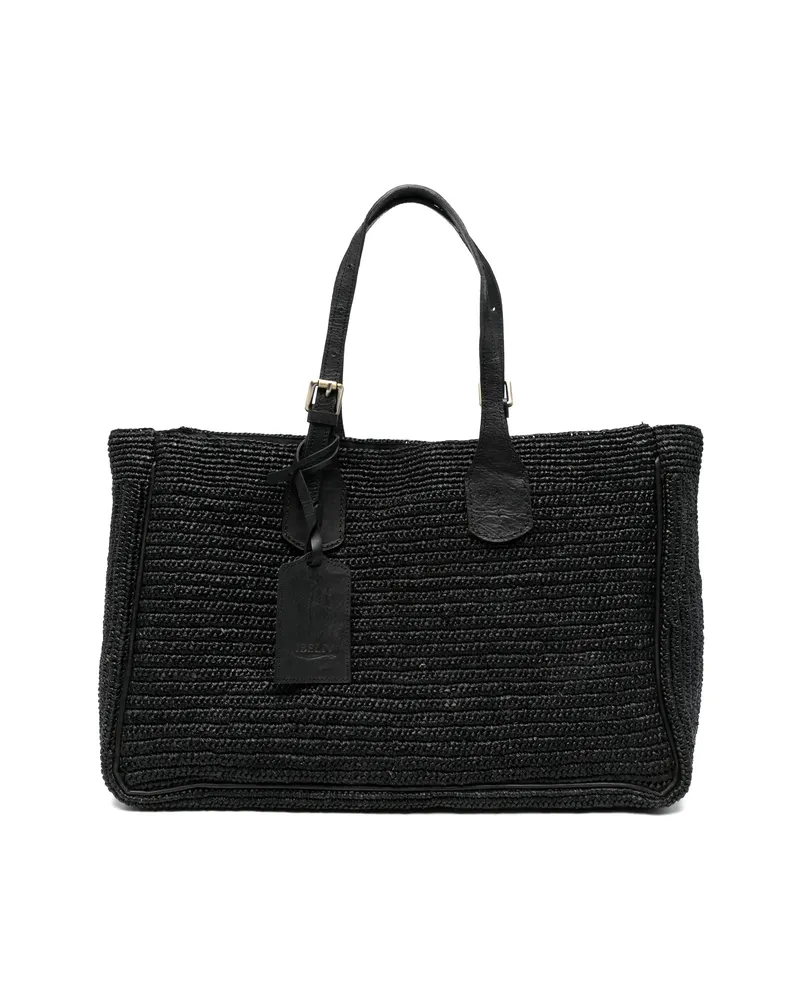 IBELIV Woven Top Handle Shoulder Bag Black