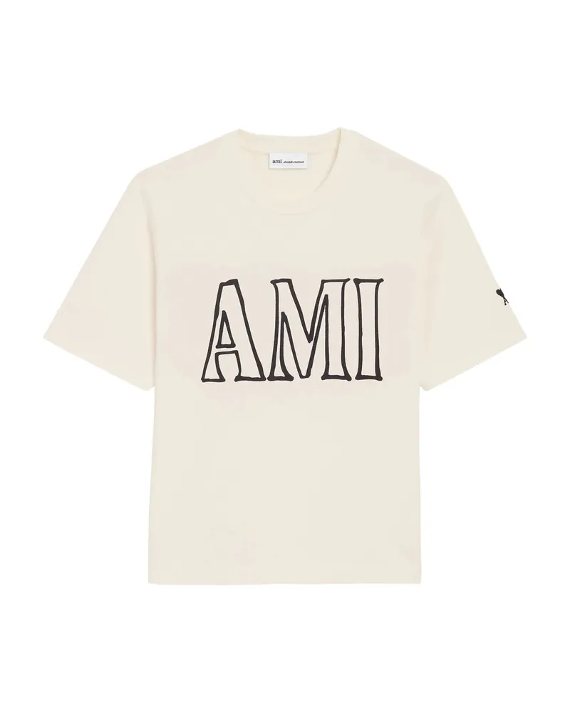 AMI Paris Logo-print T-shirt Neutrals