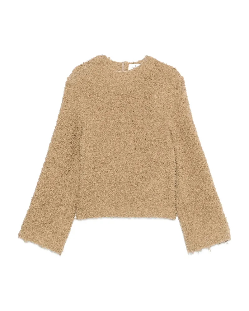 Séfr Frayed-edge Crew-neck Sweater Neutrals