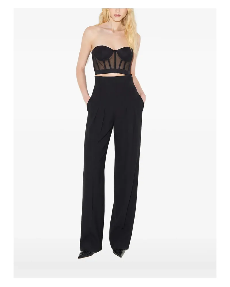 Elisabetta Franchi Mesh-panelled Corset-style Top Black