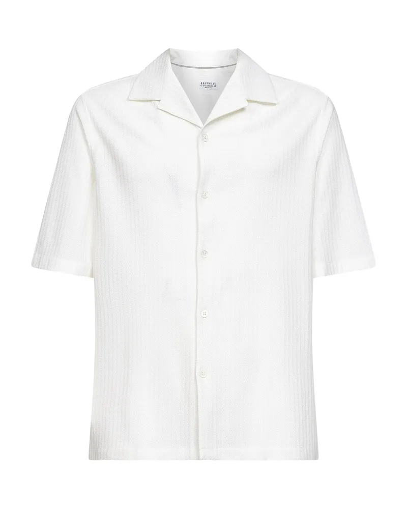 Brunello Cucinelli Bowling-collar Button-up Shirt White