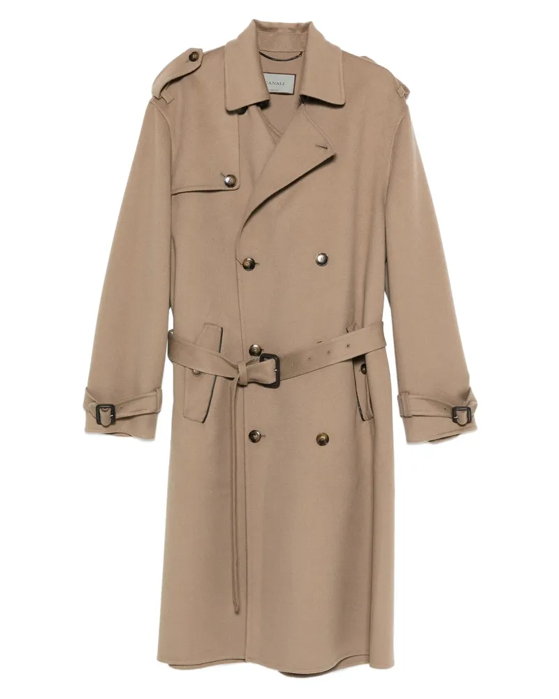 Canali Belted Double-breasted Coat Neutrals