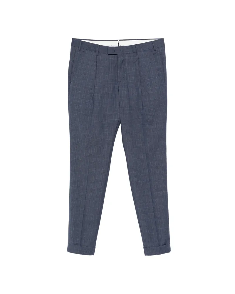 PT TORINO Check-pattern Pleated Trousers Blue