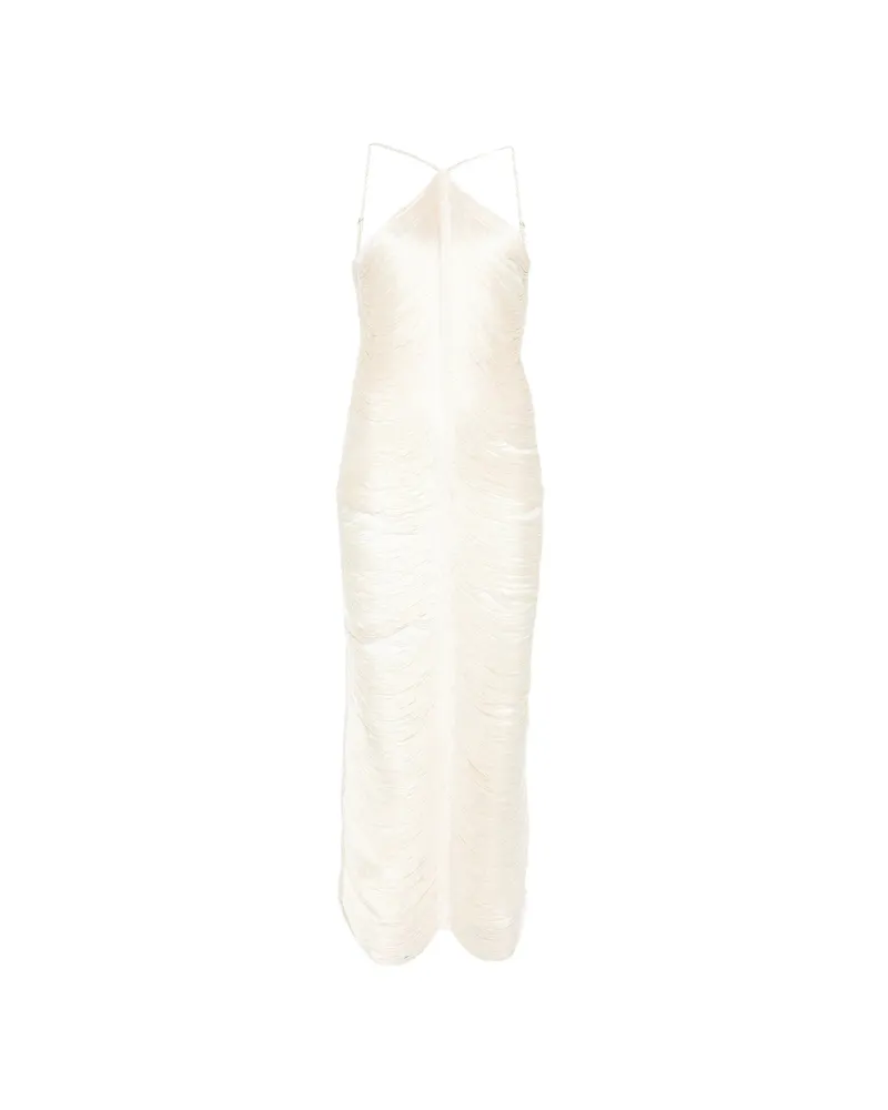 BLESS Jade Fringed Halterneck Dress White