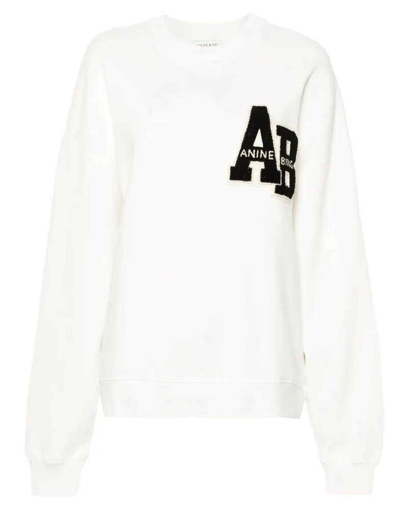 Anine Bing Miles Logo-patch Cotton Sweatshirt White