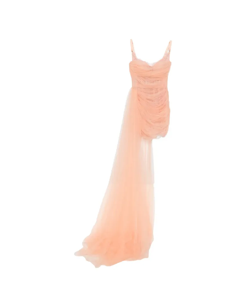 Maria Lucia Hohan Elsinora Ruched Lace-trim Mini Dress Pink