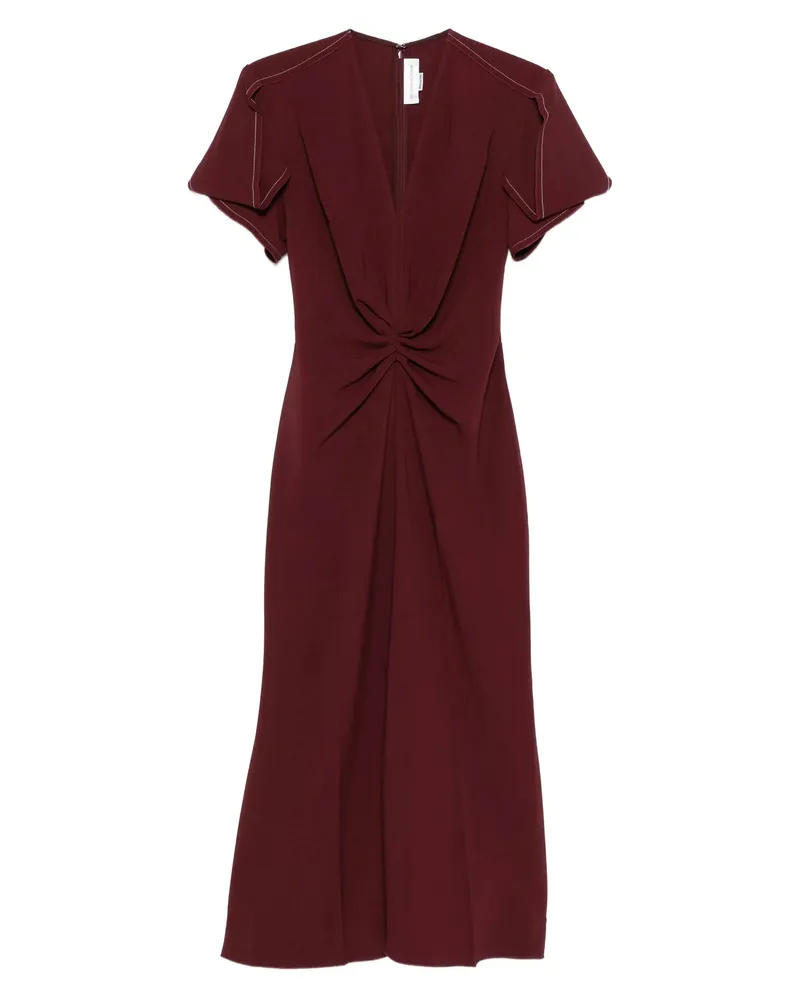 Victoria Beckham Eve Ruffle Midi Dress Red