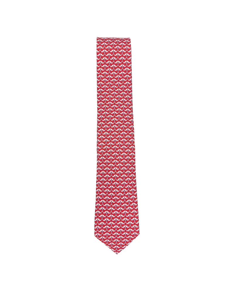 Ferragamo Fox-pattern Silk Tie Red