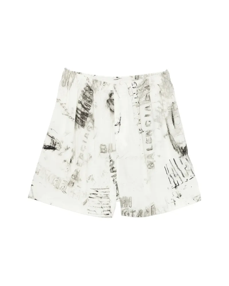 Balenciaga Printed Shorts White