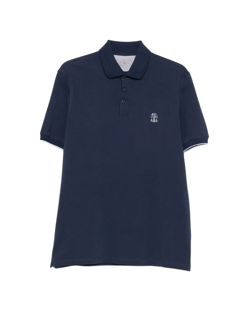 Brunello Cucinelli Logo-embroidered Polo Shirt Blue