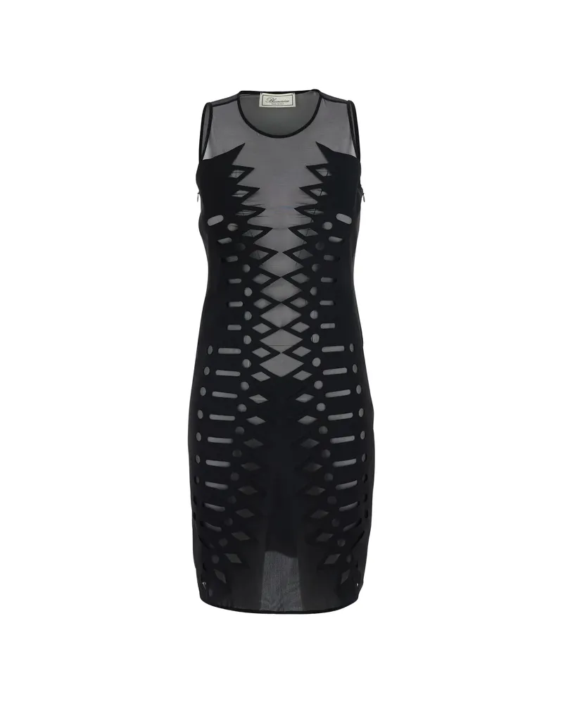 Blumarine Embroidered Scuba Dress Black