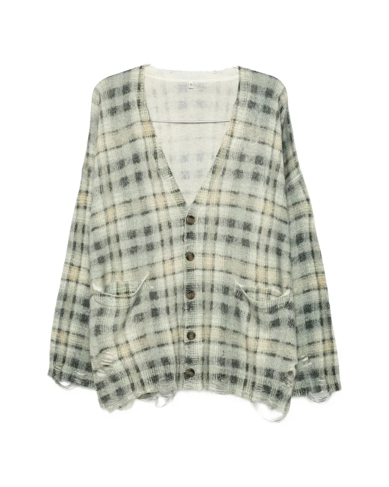 R13 Plaid-check Cardigan Green