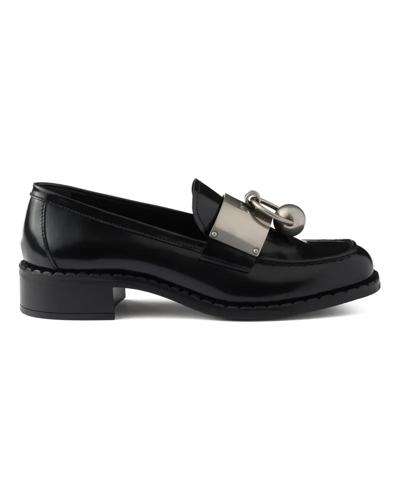 Prada Brushed Leather Loafers Black