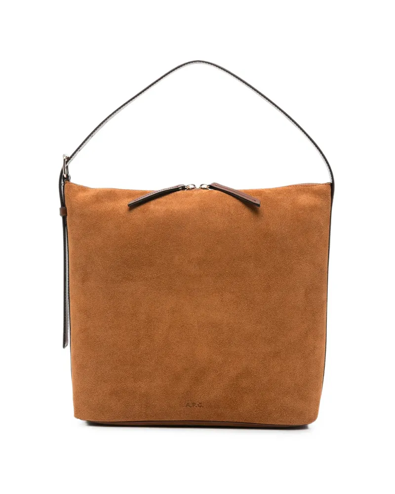 A.P.C. A. p.c. Vera Suede Shoulder Bag Neutrals