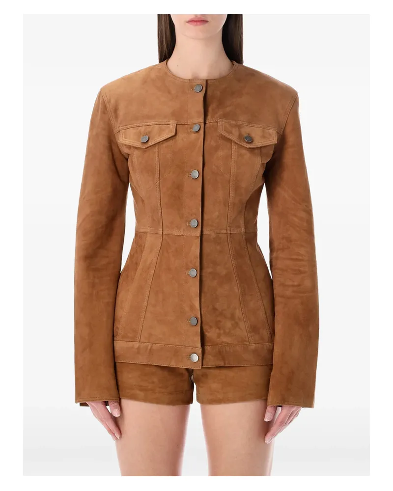 Haikure Buttoned Suede Jacket Brown