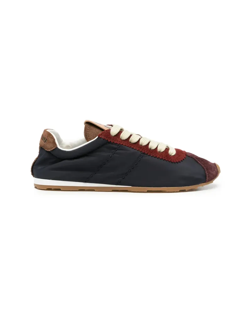 Miu Miu Plume Suede-trim Panelled Sneakers Blue