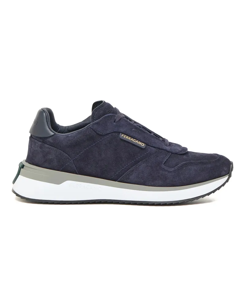 Ferragamo Suede Low-top Sneakers Blue