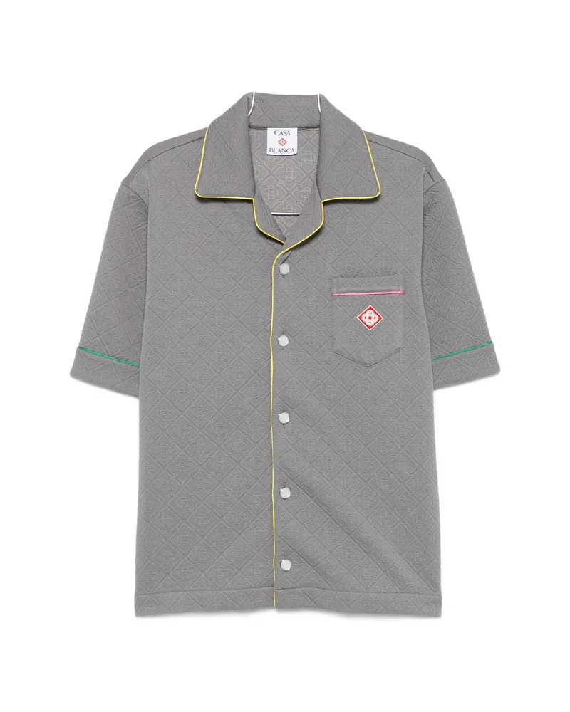 Casablanca Paris Monogram-jacquard Contrast-trim Shirt Grey