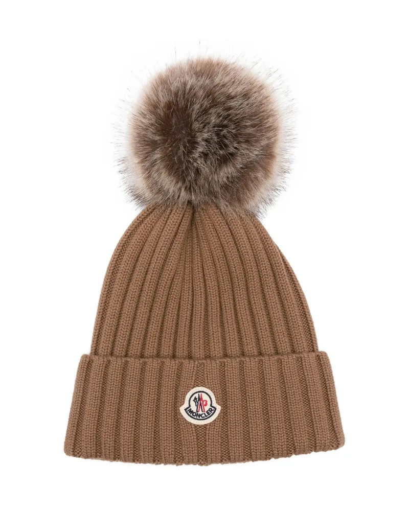 Moncler Wool Beanie Hat Brown