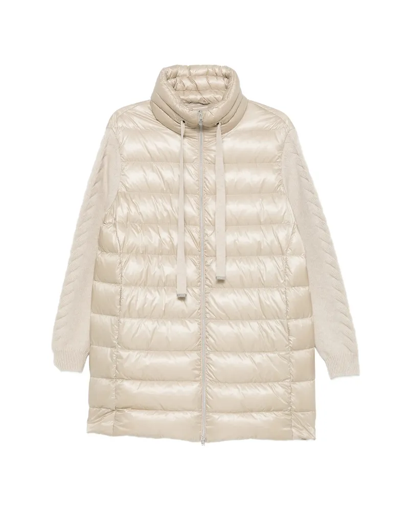 Herno Quilted Panelled Zip-up Coat Neutrals