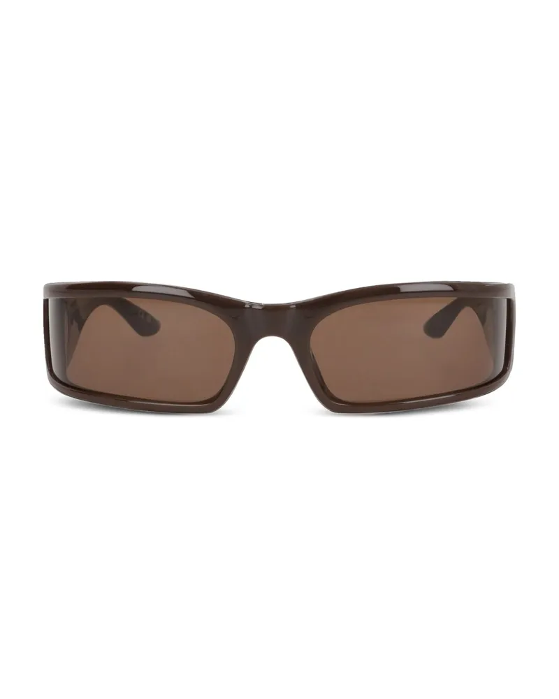 Balenciaga BB-logo Rectangle Sunglasses Brown