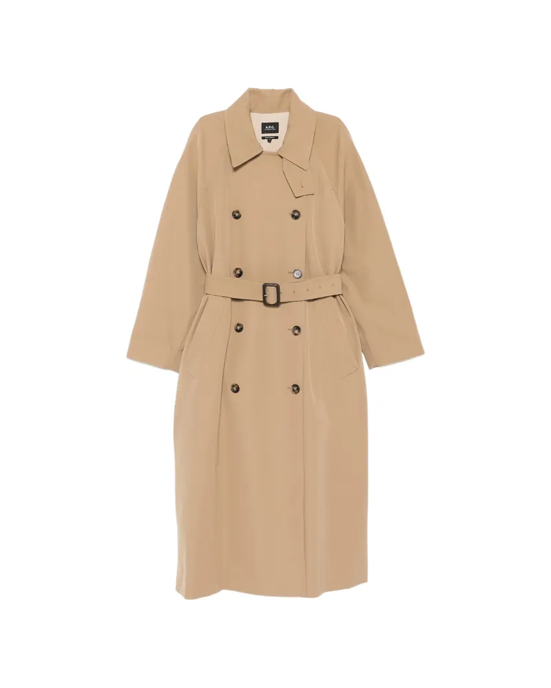 A.P.C. A. p.c. Belted Double-breasted Trench Coat Neutrals