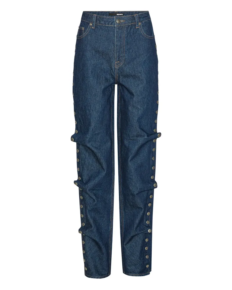 ROTATE Birger Christensen Buttoned Wide Leg Jeans Blue