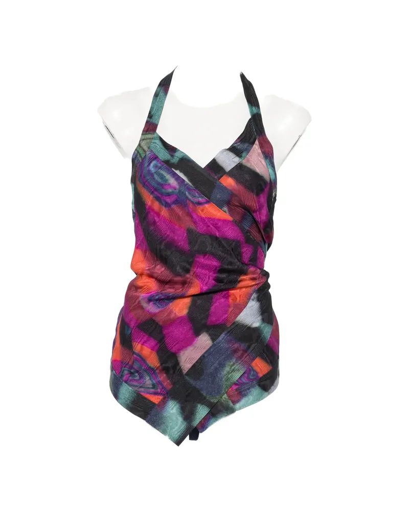 Dries van Noten Abstract-print Halterneck Top Purple