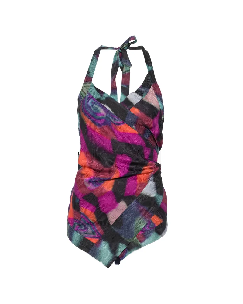 Dries van Noten Abstract-print Halterneck Top Purple