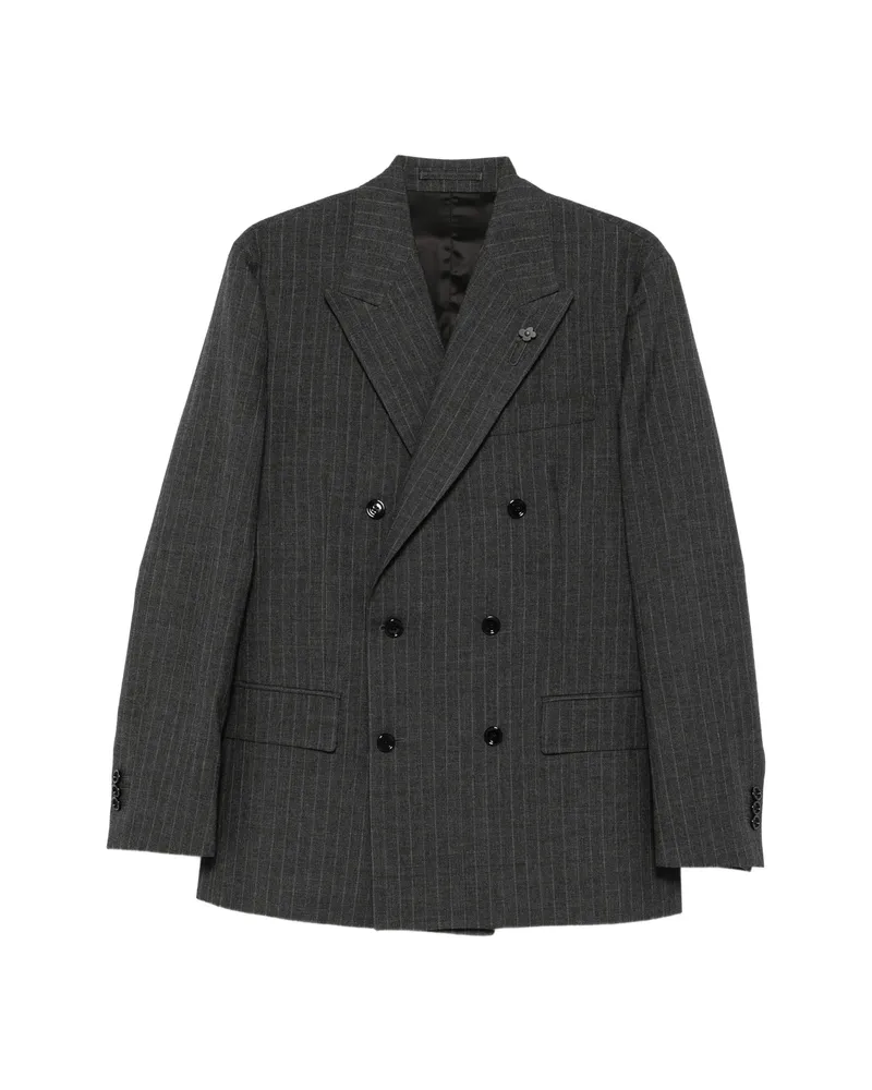 LARDINI Pinstripe-pattern Double-breasted Blazer Grey