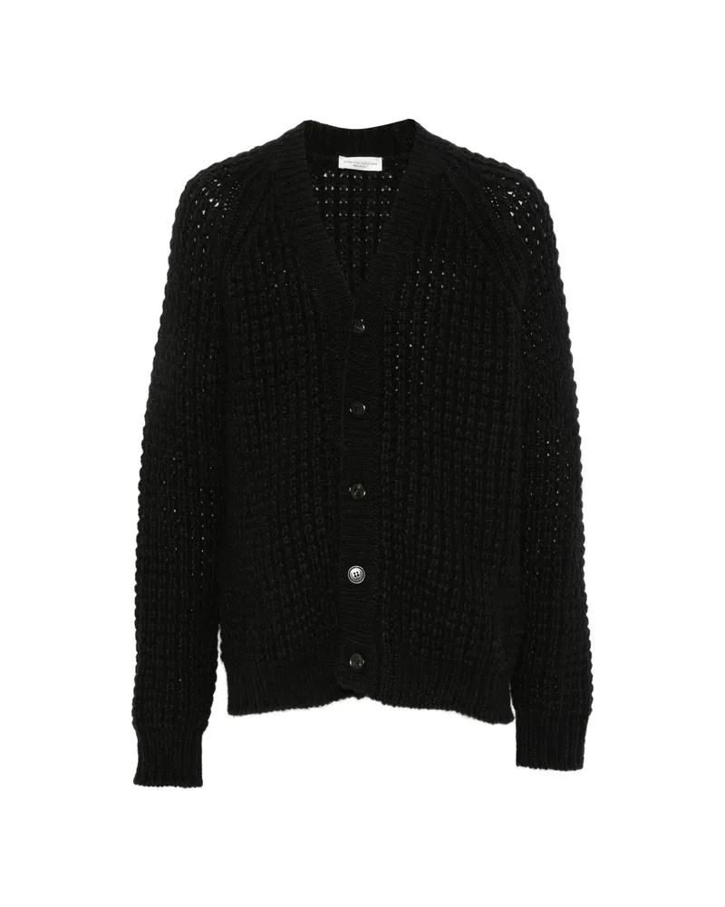 Roberto Collina Waffle-knit Raglan-sleeve Cardigan Black