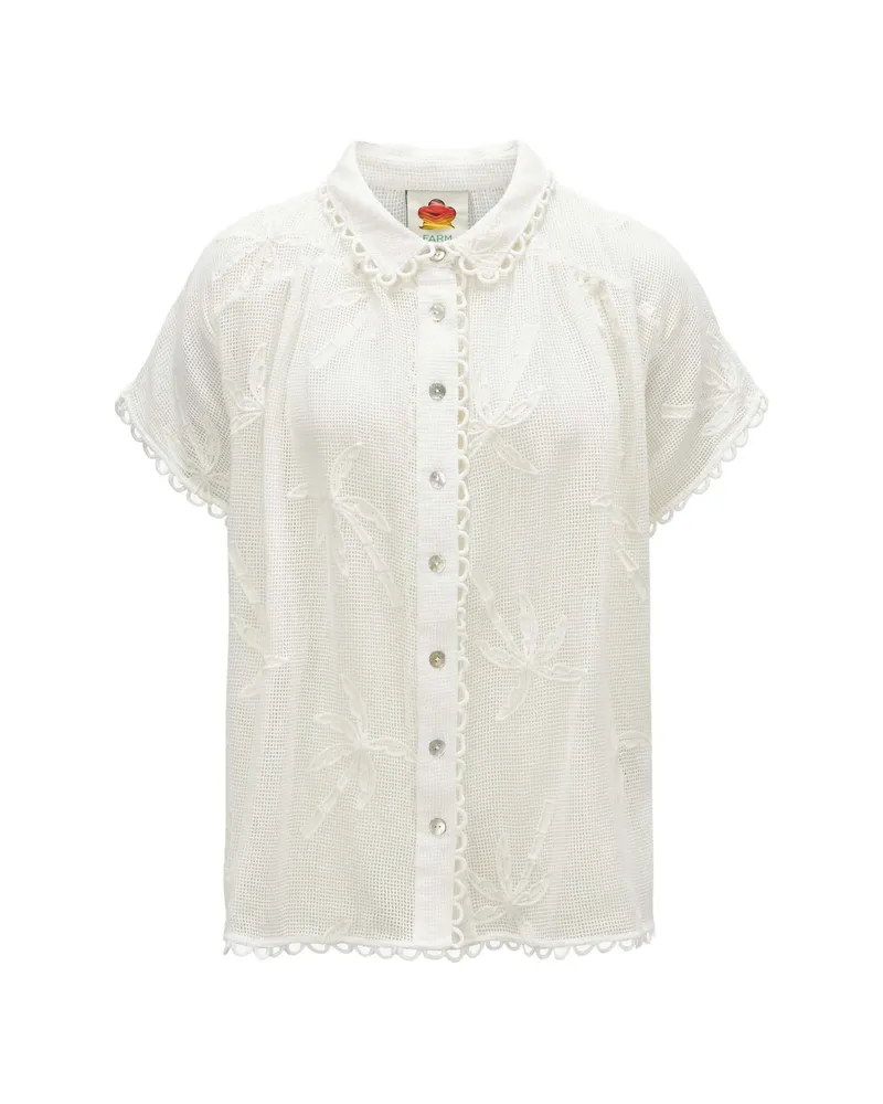 FARM Rio Palm Trees Scalloped Shirt White