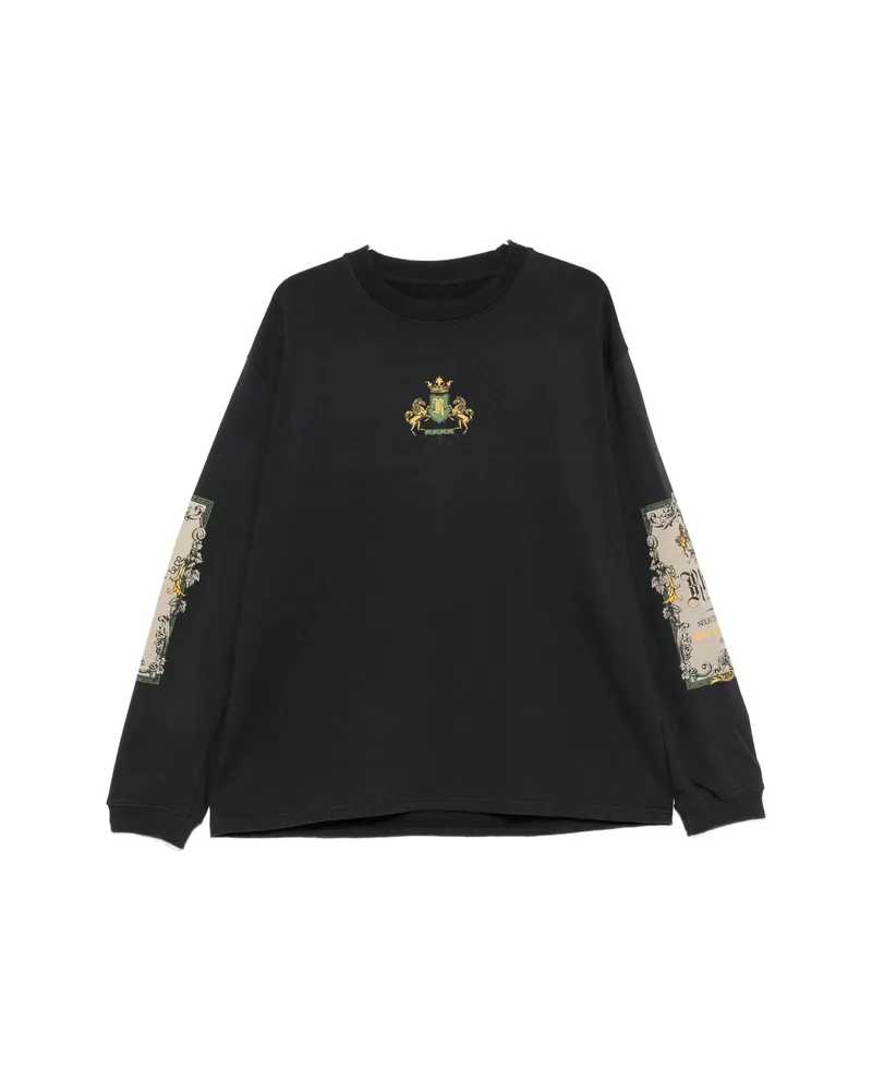 RHUDE Bordeaux Reserve Graphic-print Long-sleeve T-shirt Black