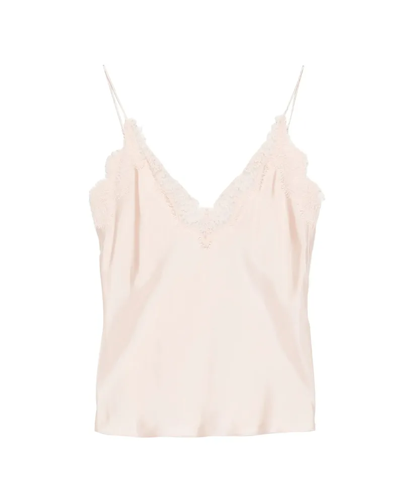Róhe Lace-trim Silk Top Pink