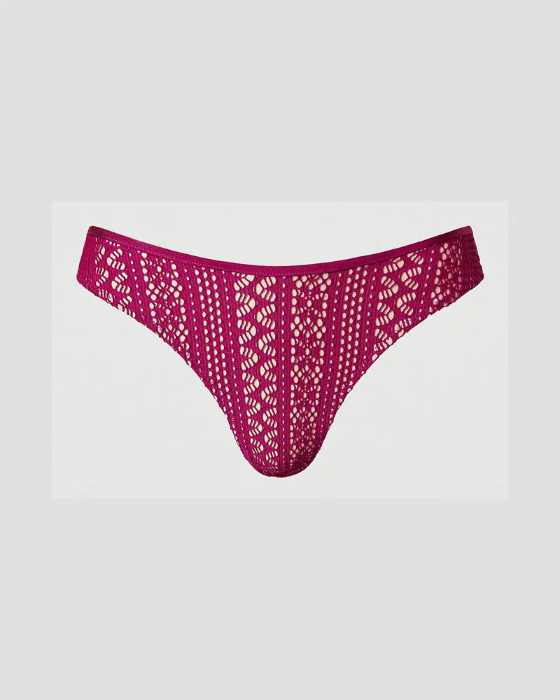 Twin-Set Bademode - Brazilian-Bikinihose in Spitzenoptik, Magentaviolett, Größe Magentaviolett