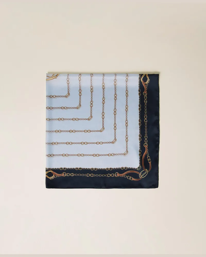 Twin-Set Accessoires - Foulard mit Kettenprint, Print Chains Blue Jasmine, Einheitsgröße Print
