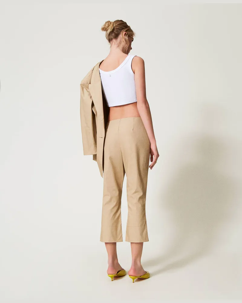 Actitude by Twinset Hosen - Cropped-Hose aus Popeline, Incense, Baumwolle, Größe Incense