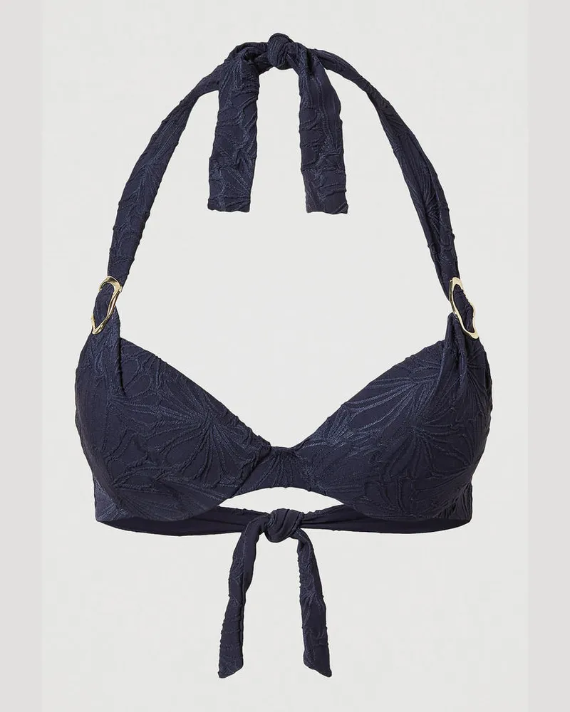Twin-Set Bademode - Push-up-Bikinitop aus Jacquard mit Ringen, Klassisches Blau, Größe Klassisches
