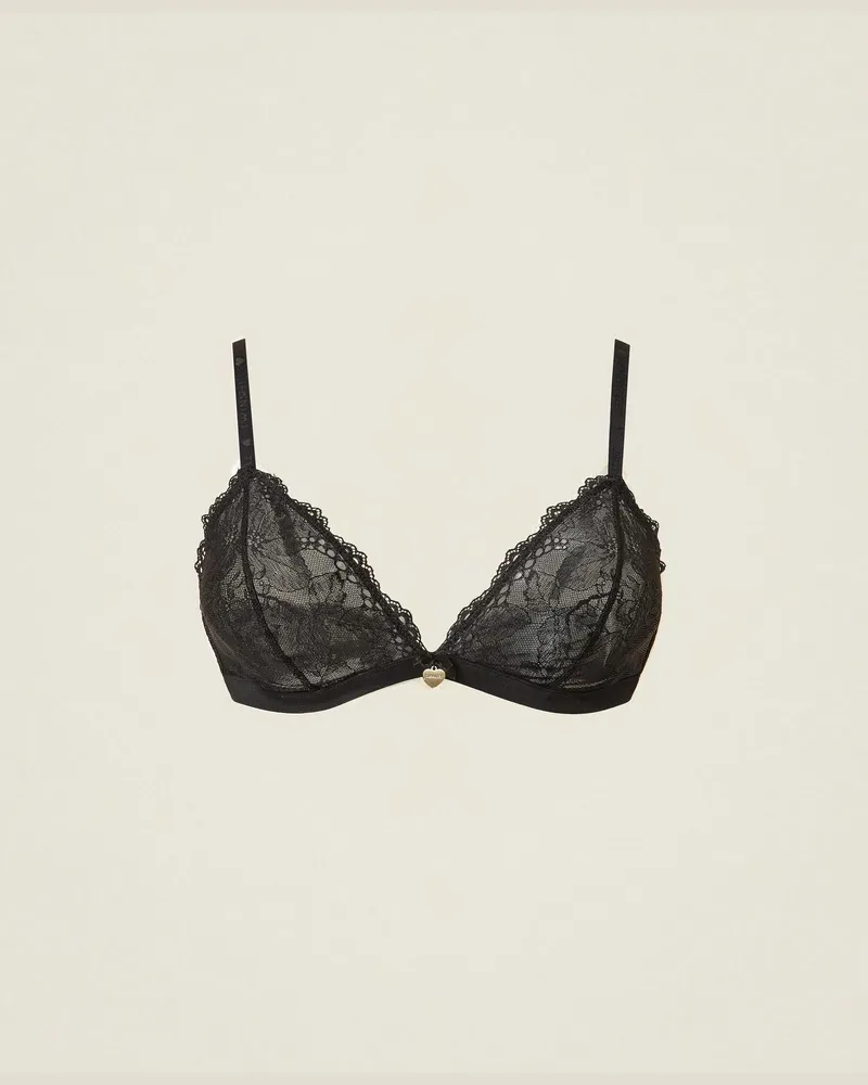 Twin-Set Triangel-BH aus Spitze, Damen, Schwarz Schwarz
