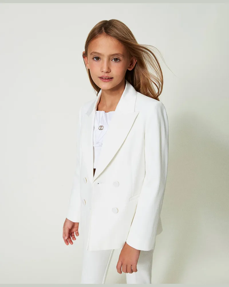 Twin-Set Jacken und Outerwear - Blazer aus Krepp, Lucent White, Größe Lucent