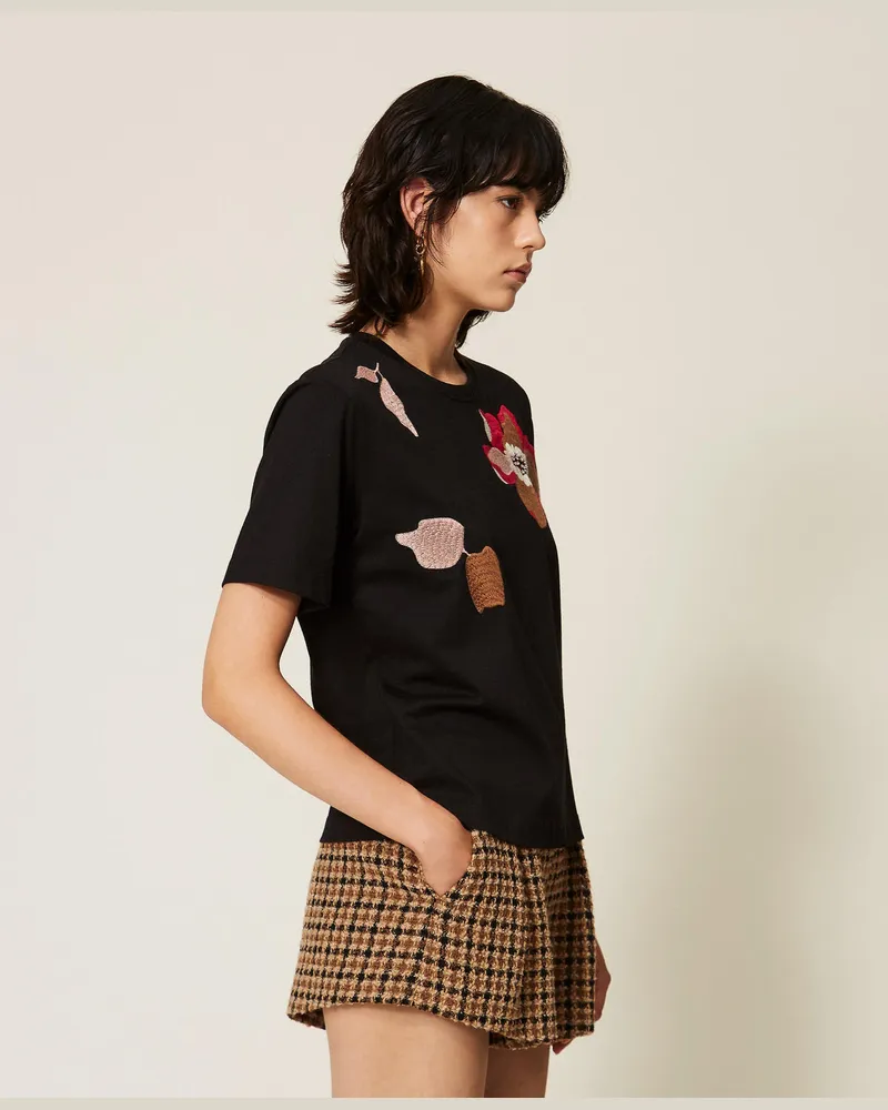 Actitude by Twinset T-Shirt im Regular-Fit mit Stickerei Schwarz