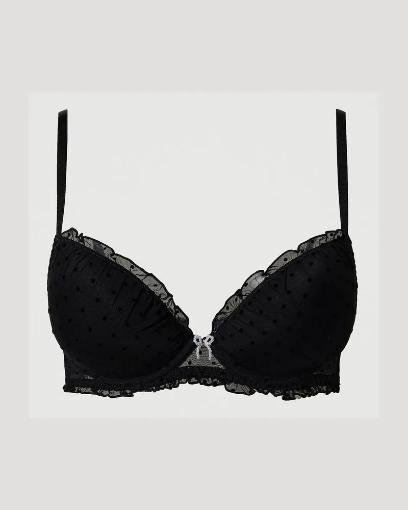 Twin-Set Unterwäsche - Push-up-BH aus Plumetis-Tüll, Schwarz, Größe: 4-B 
