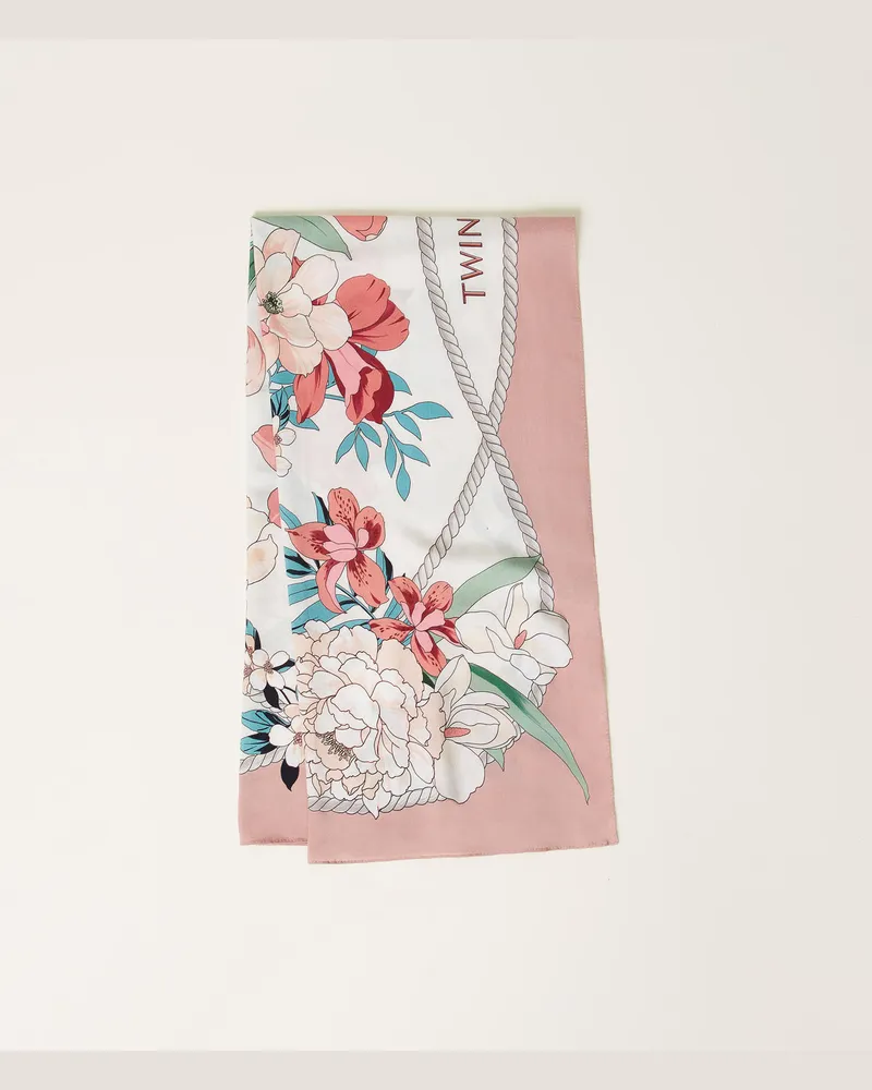 Twin-Set Accessoires - Tuch mit Blumenprint und Logo, Blütenknospen-Flowerprint, Einheitsgröße Blütenknospen-flowerprint