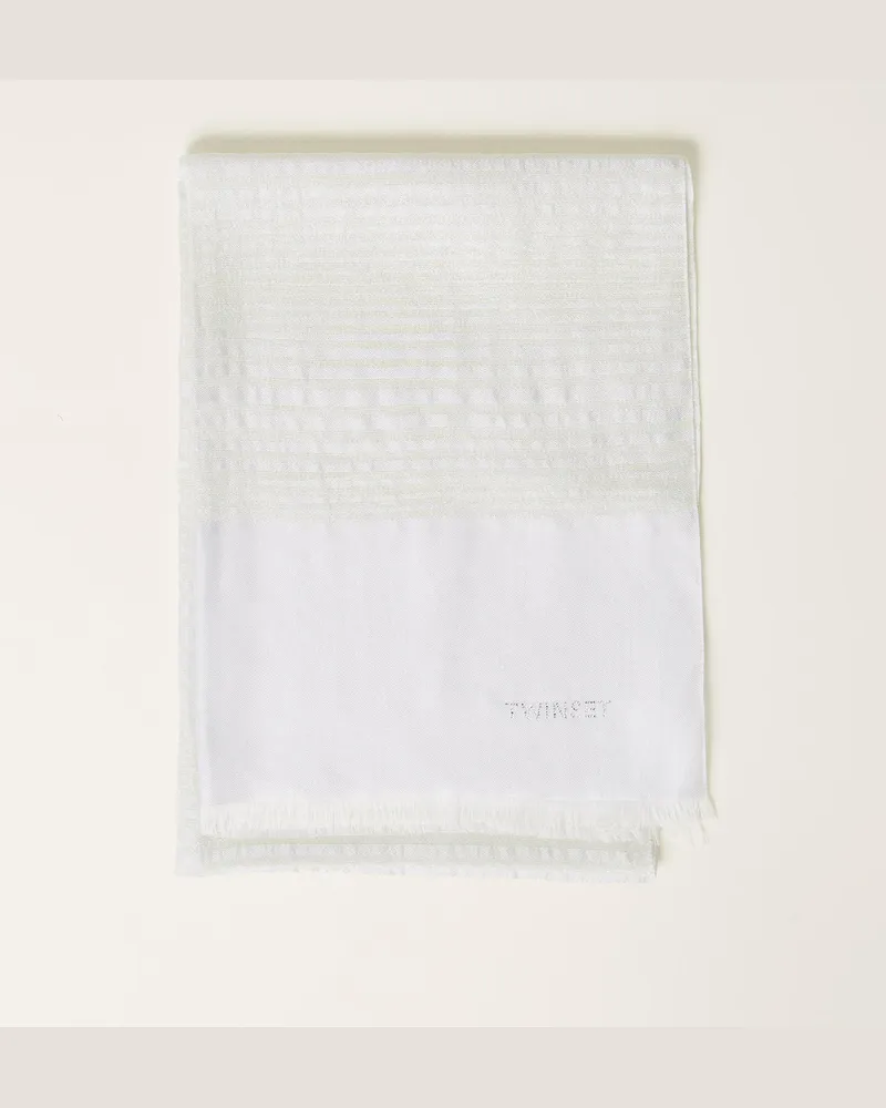 Twin-Set Accessoires - Schal aus Lurex-Jacquard mit Streifen, Water Green, Einheitsgröße Water