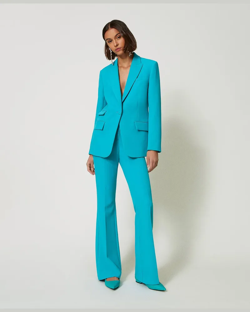 Actitude by Twinset Hosen - Flare-Hose aus Crêpe-Cady, „Tropical Emerald"-Grün, Größe „tropical