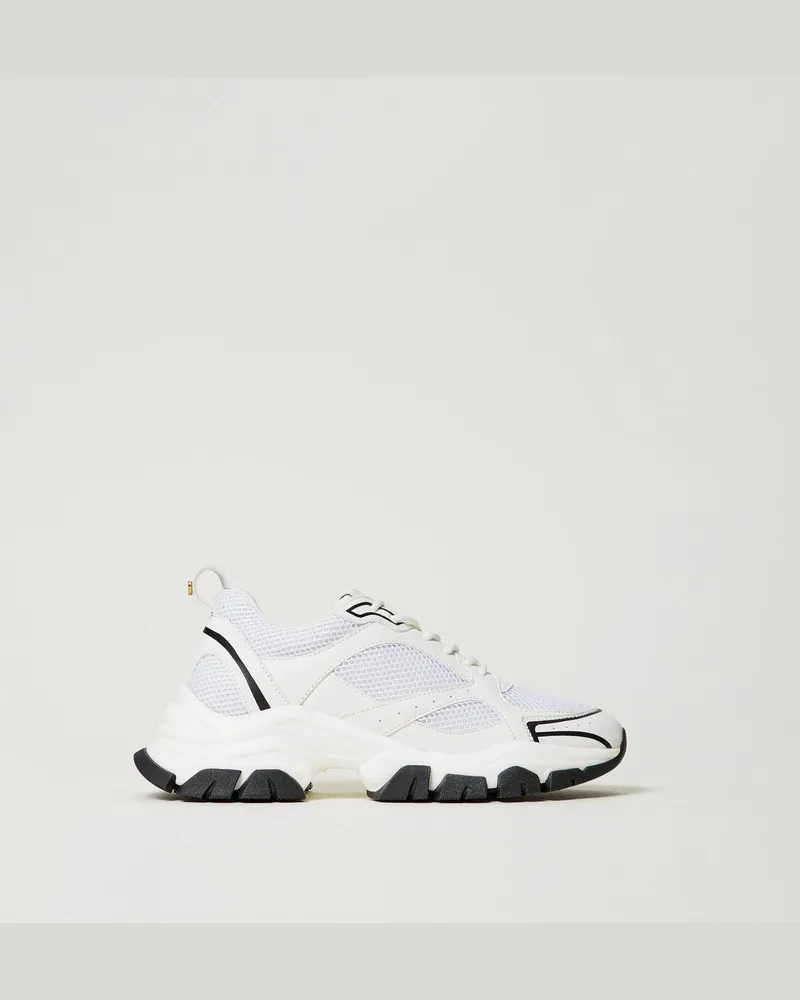 Twin-Set Schuhe - Sneaker im Laufschuhstil mit Einsätzen, Weiß, Größe Weiß