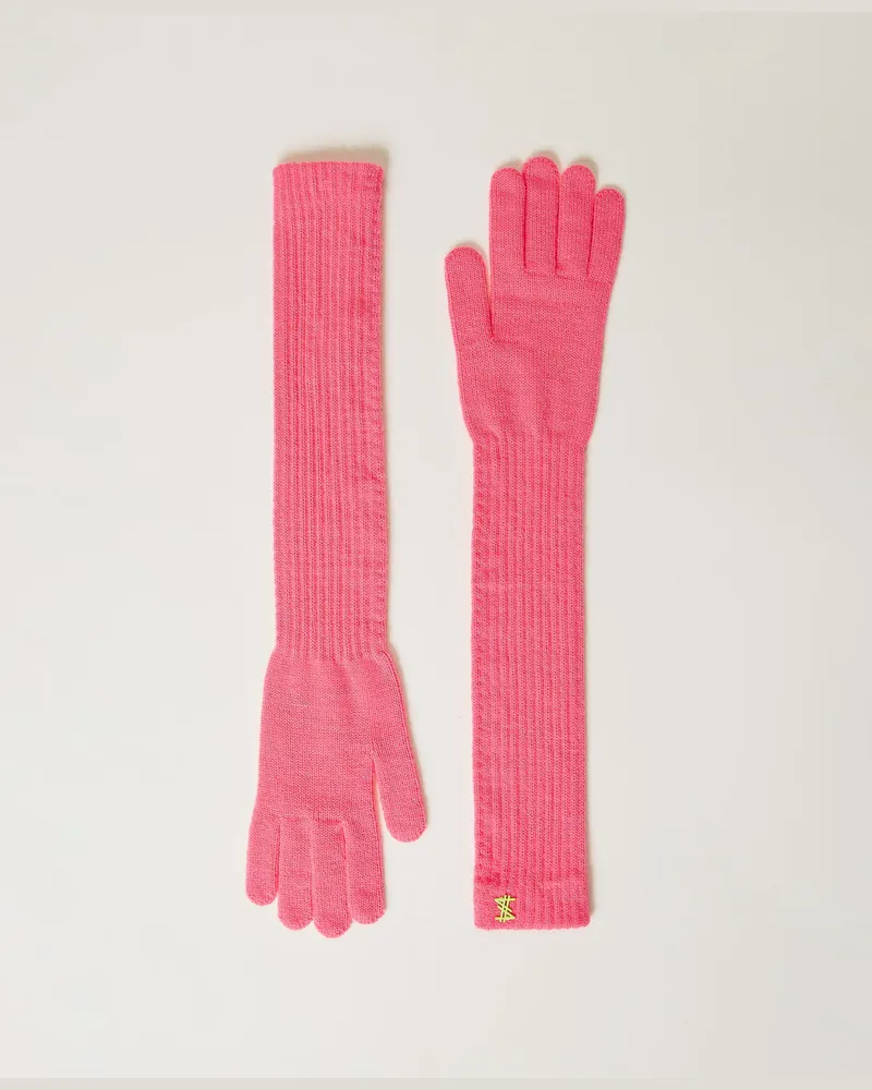 Actitude by Twinset Accessoires - MYFO Handschuhe aus Rippenstrick, Fluoreszierendes Rosa, Einheitsgröße Fluoreszierendes