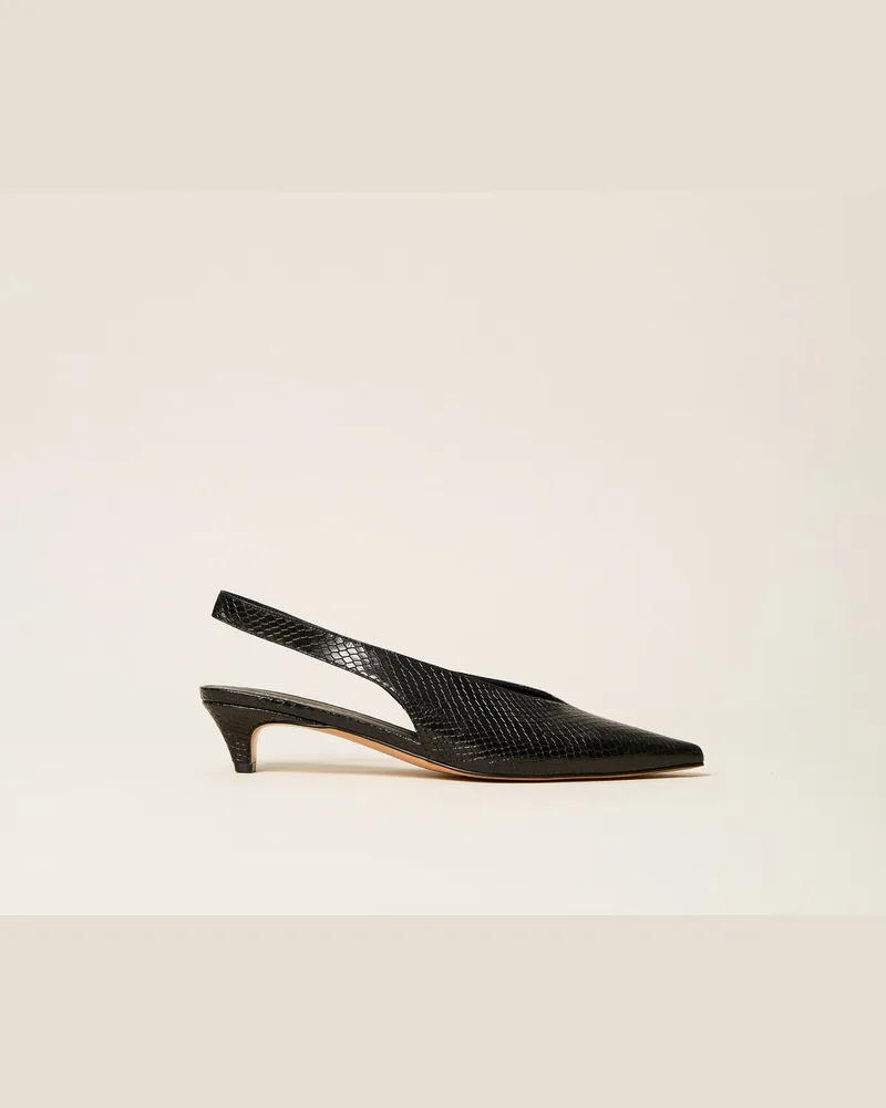 Twin-Set Slingback-Pumps aus Leder Pythonprint