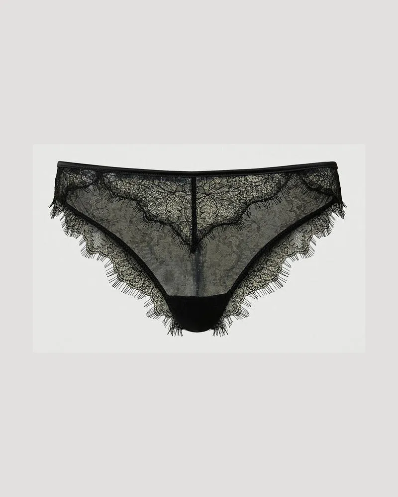 Twin-Set Unterwäsche - Brazilian-Slip aus Spitze und Tüll, Schwarz, Größe: IV 