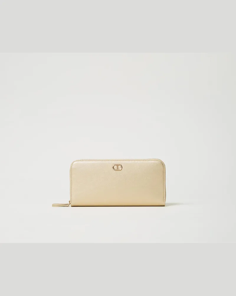 Twin-Set Accessoires - Portemonnaie mit Oval T, Gelbgold, Einheitsgröße Gelbgold